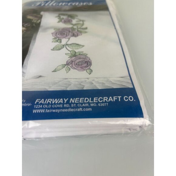 NEW Fairway Needlecraft #83245 ROSE VINE Embroidery Cross Stitch Pillowcase Kit - Picture 4 of 10